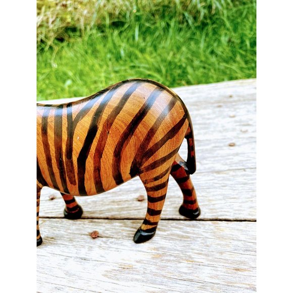 Vintage Wood MCM African Zebra Folk Art - Picture 8 of 11